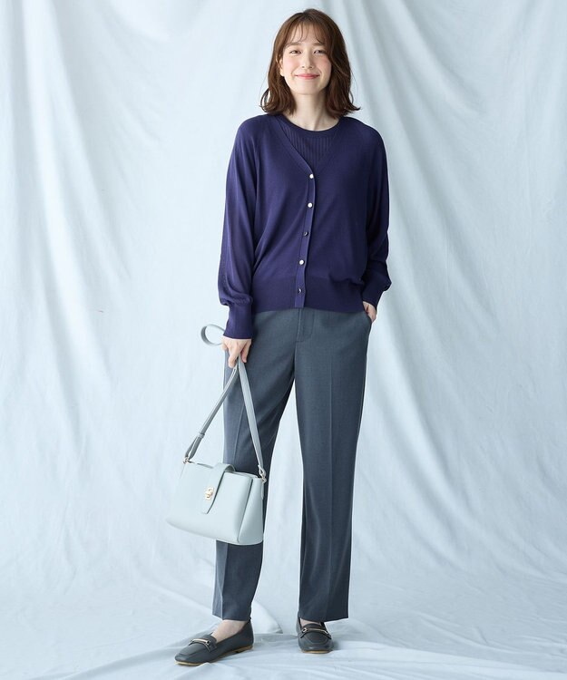 ANY 【2SET】ニットツインセット（半袖ニット＋Vネックカーデ） ロイヤル