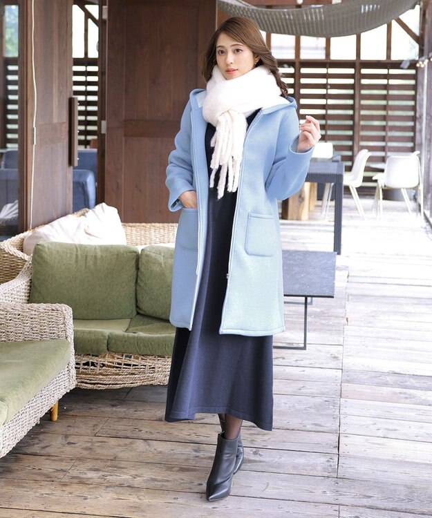 Tiaclasse 【洗える】パフ袖ニットワンピース ネイビー