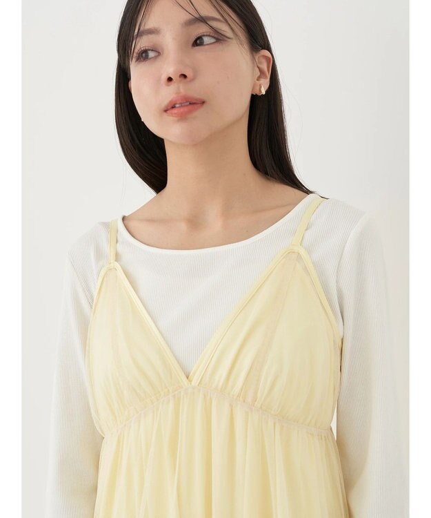 earth music&ecology ＳＥＴ２点ティアードペチドレス＋チュールワンピース Yellow