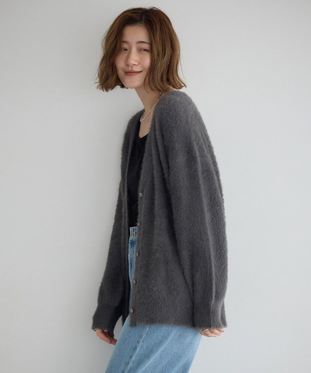 YECCA VECCA ラメシャギーカーディガン Charcoal Gray