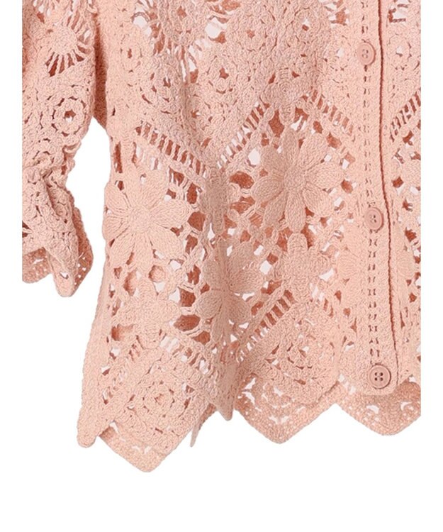 Green Parks ・ＳＵＧＡＲ　ＳＰＯＯＮ　２ｗａｙクロシェカーディガン Pink