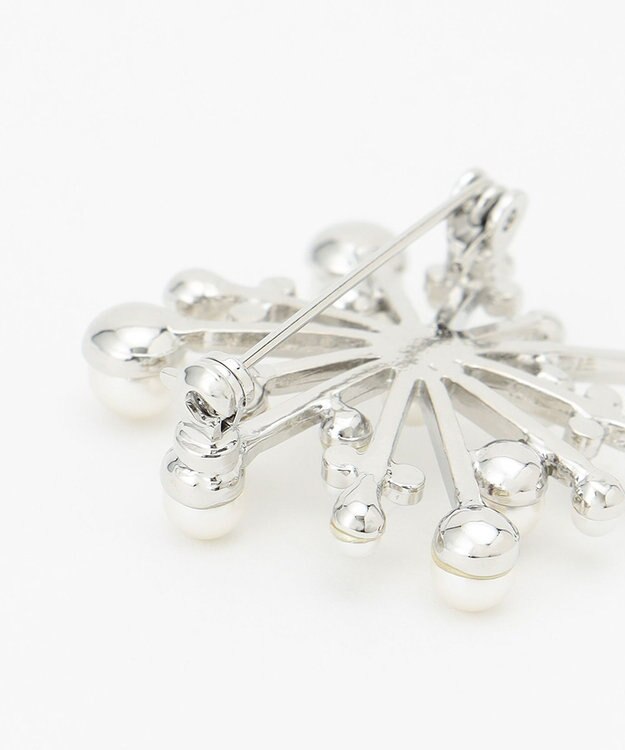 J.PRESS LADIES クリスタルパール ブローチ シルバー系