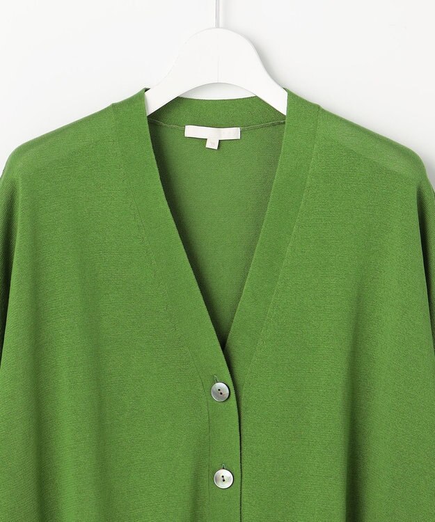 自由区 ドライシアーファインゲージ カーディガン グリーン