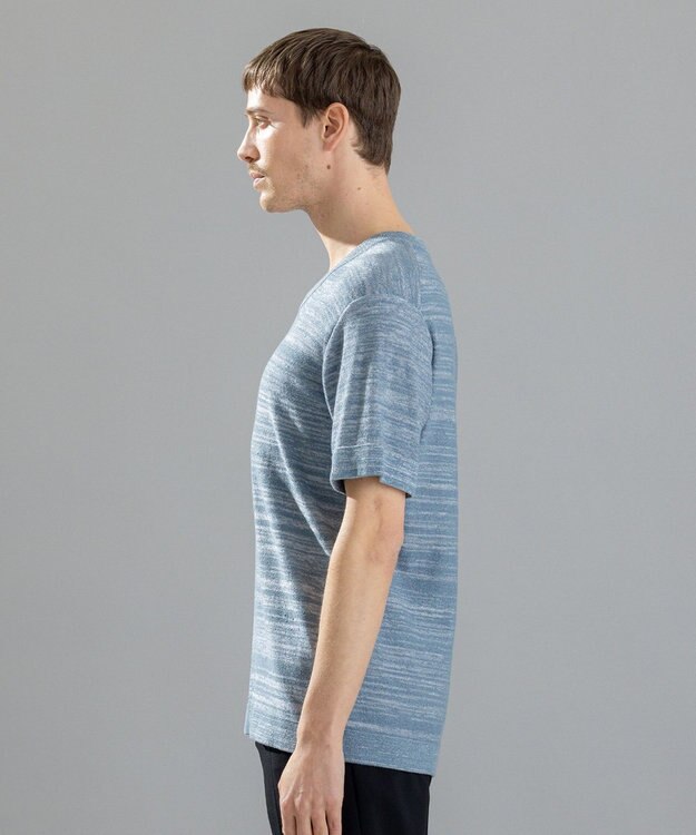 JOSEPH HOMME シャイニースラブブークレ　ニットＴシャツ サックスブルー系