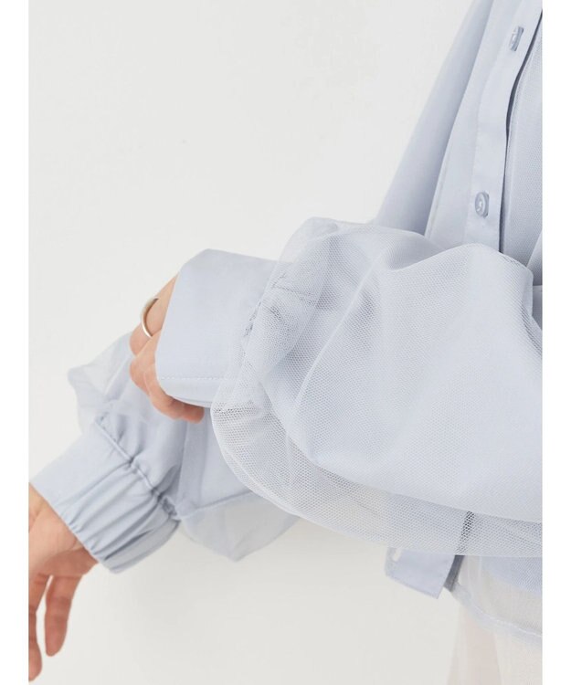 earth music&ecology チュールレイヤードシャツ Sax