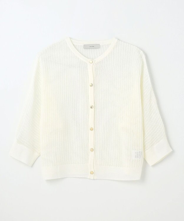 ANY L メッシュパターンニットカーディガン ホワイト