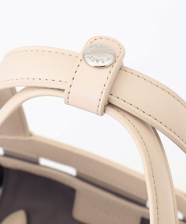 Y'SACCS 【リサイクルレザー】メッシュかごバッグ　small アイボリー×グレージュ