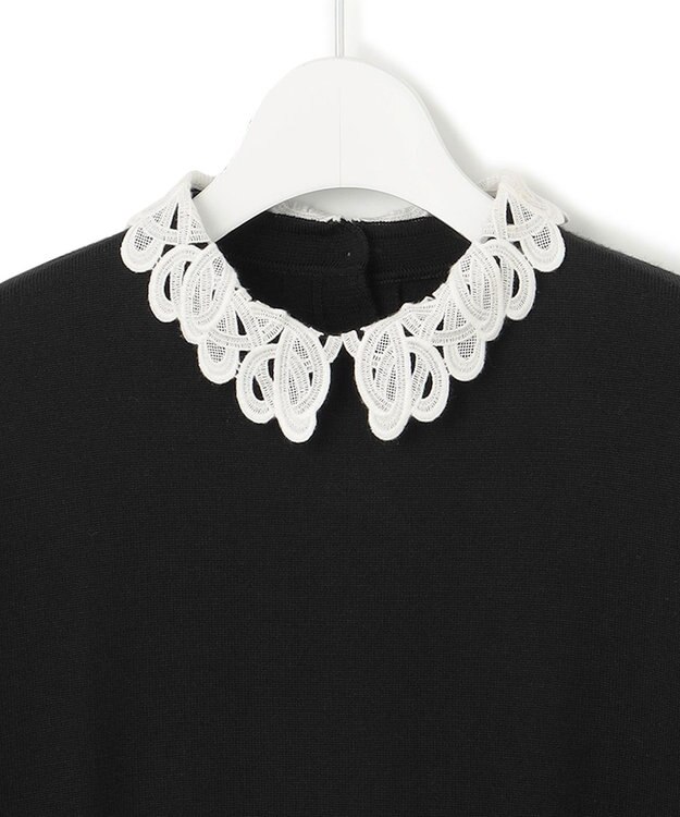 23区 L 【洗える】エンブロイダリーニット ブラック系