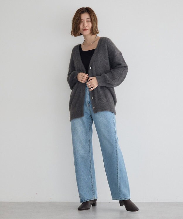 YECCA VECCA ラメシャギーカーディガン Charcoal Gray