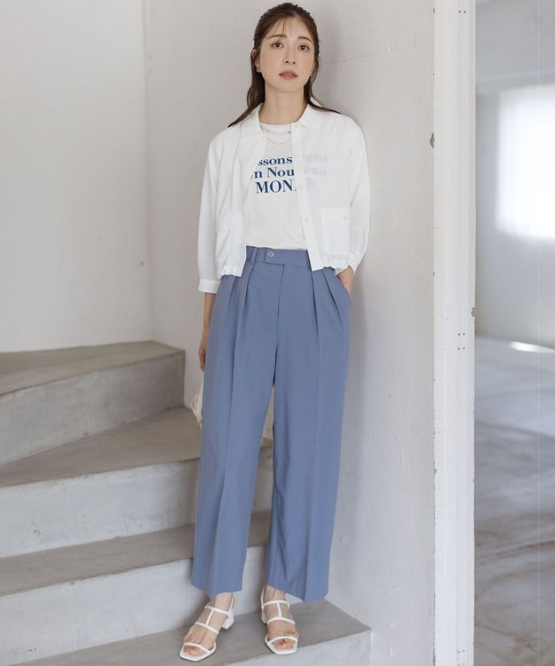 組曲 S スーパーライトストレッチ ワイドパンツ スモーキーブルー系