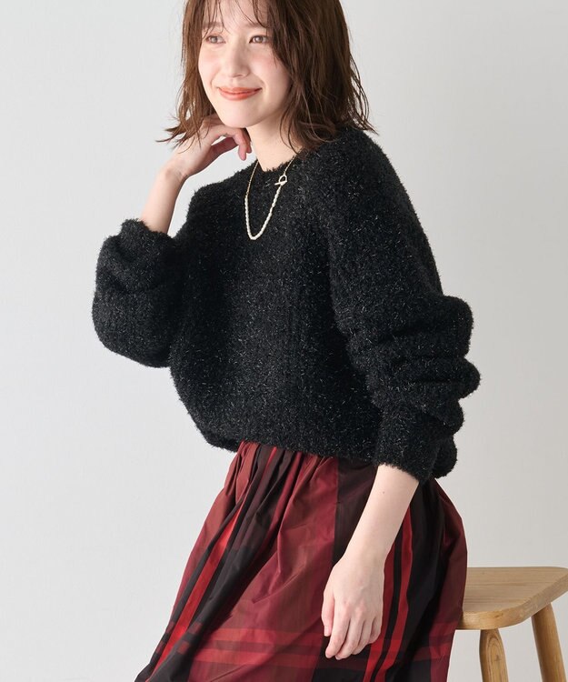 ANY カーリーファンシーニット ブラック