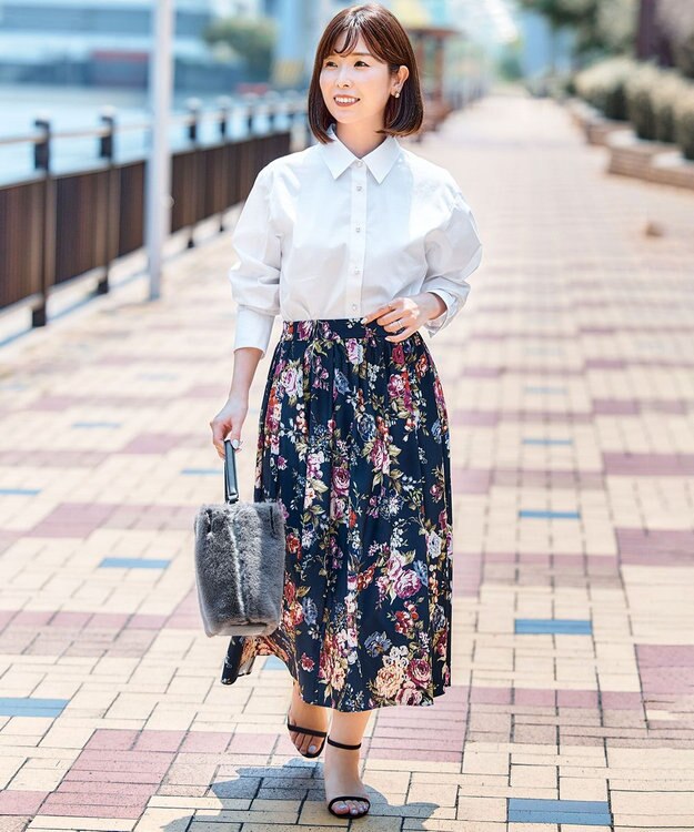 組曲 S 【23AW】ローズブーケプリント フレアスカート ネイビー系5