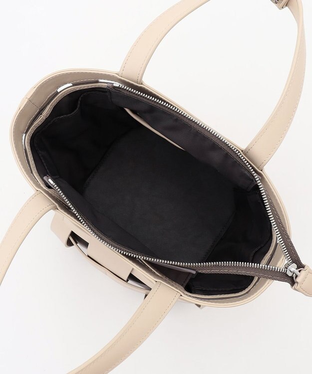 Y'SACCS 【リサイクルレザー】メッシュかごバッグ　small アイボリー×グレージュ