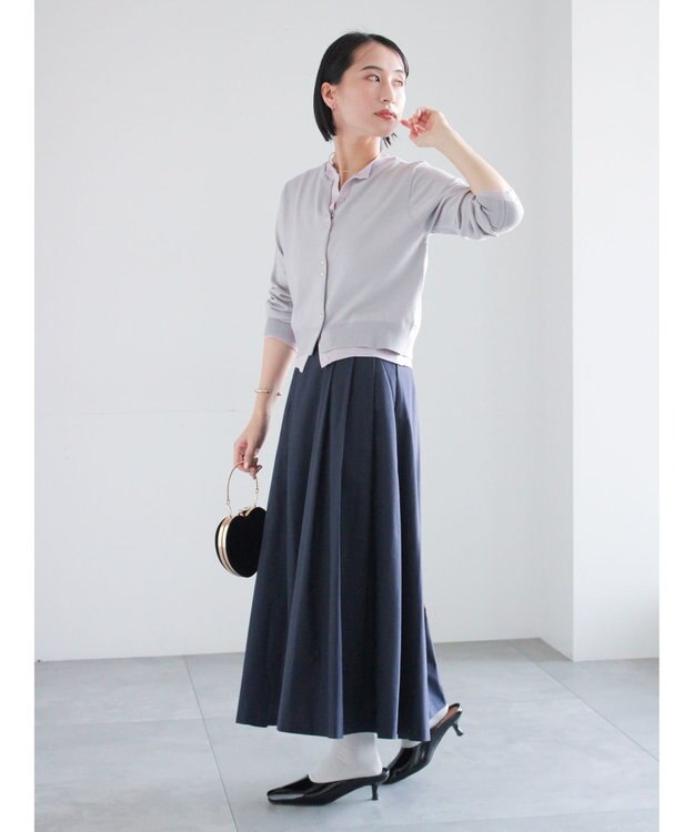 Te chichi タイプライタータックフレアスカート ネイビー