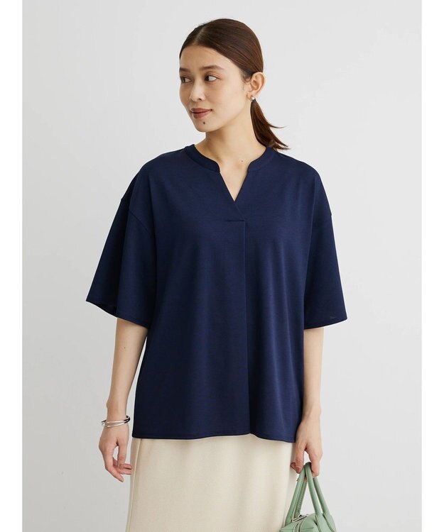 Green Parks BEST PRICE  スキッパー５分袖ブラウソー Dark Navy