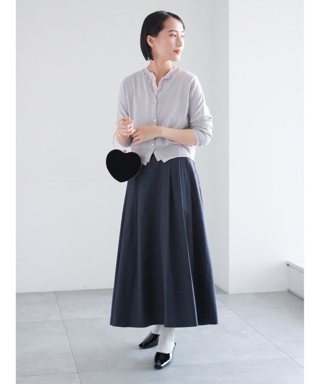 Te chichi タイプライタータックフレアスカート ネイビー