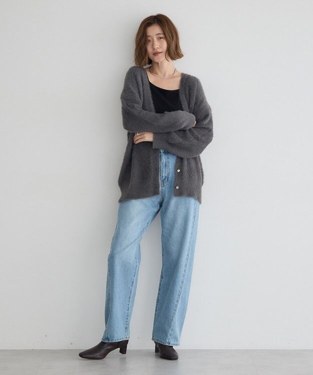 YECCA VECCA ラメシャギーカーディガン Charcoal Gray