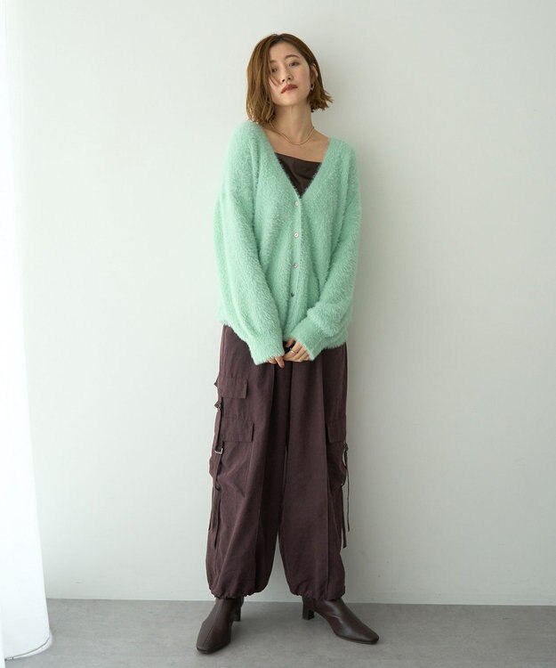 YECCA VECCA ラメシャギーカーディガン Charcoal Gray