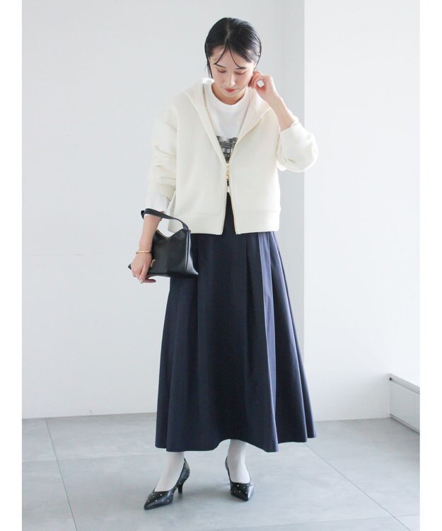 Te chichi タイプライタータックフレアスカート ネイビー