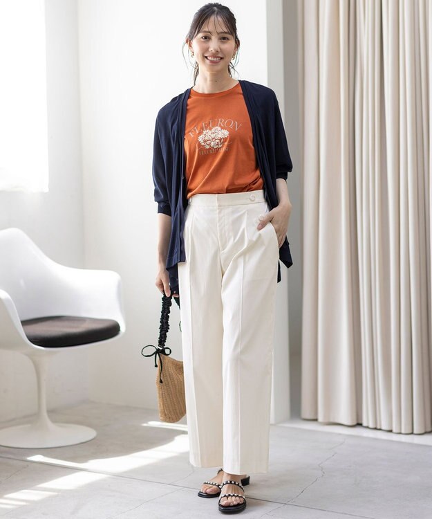 ANY SIS 【洗える】ロゴ刺繍 Tシャツ オレンジフラワー