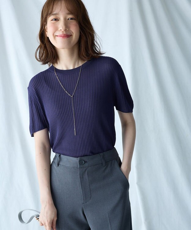 ANY 【2SET】ニットツインセット（半袖ニット＋Vネックカーデ） ロイヤル