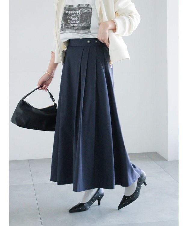 Te chichi タイプライタータックフレアスカート ネイビー