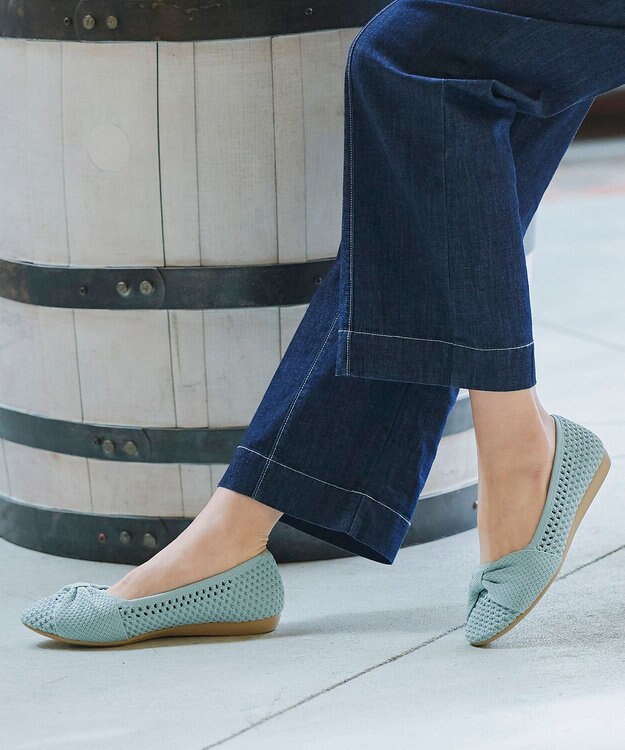 Tiaclasse 【小倉優子さん着用】リボンニットフラットパンプス ミント