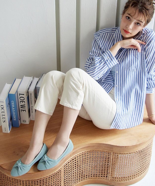 Tiaclasse 【小倉優子さん着用】リボンニットフラットパンプス ミント