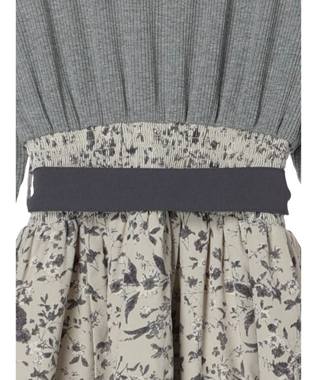 Green Parks ・ＥＬＥＮＣＡＲＥ　ＤＵＥ　リブ×フラワーキリカエワンピ Gray Mixture