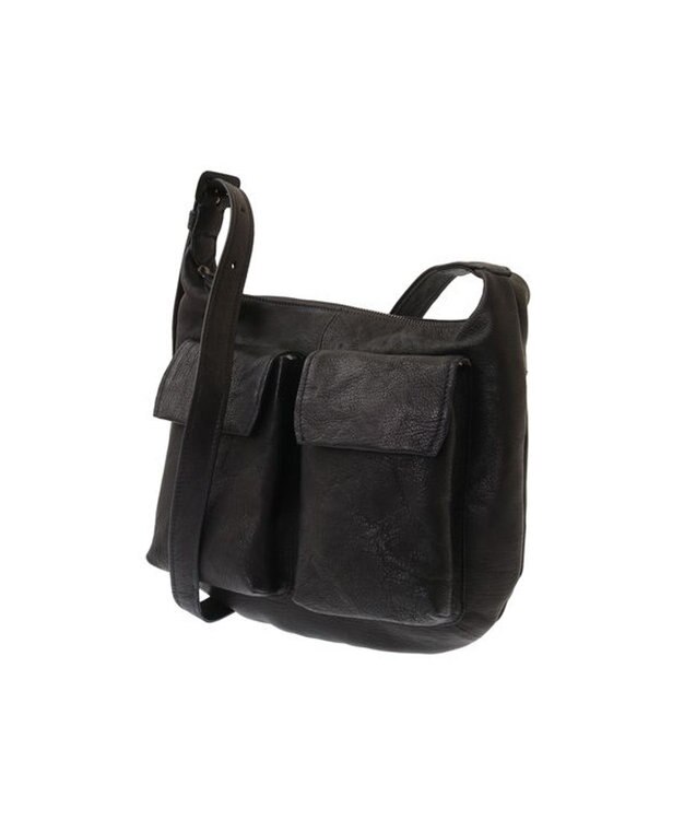 genten ゴートシュリンク ショルダーバッグ小 クロ