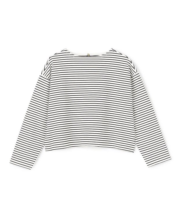 UNFILO ドライタッチリブ バックZIP ボーダートップス オフ×ブラック