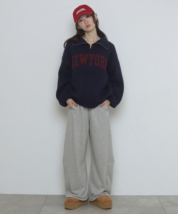 WEGO フラッフィーハーフジップニット ネイビー