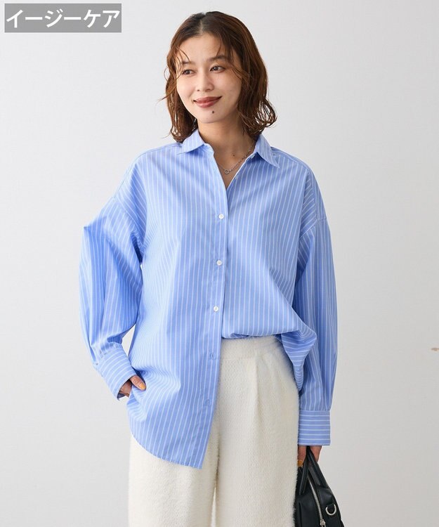 Green Parks イージーケアアソートシャツチュニック Sax