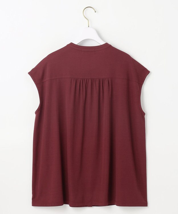 ANY SIS 【接触冷感・UVカット・洗える】ハイストレッチスムース2WAY ブラウス ボルドー