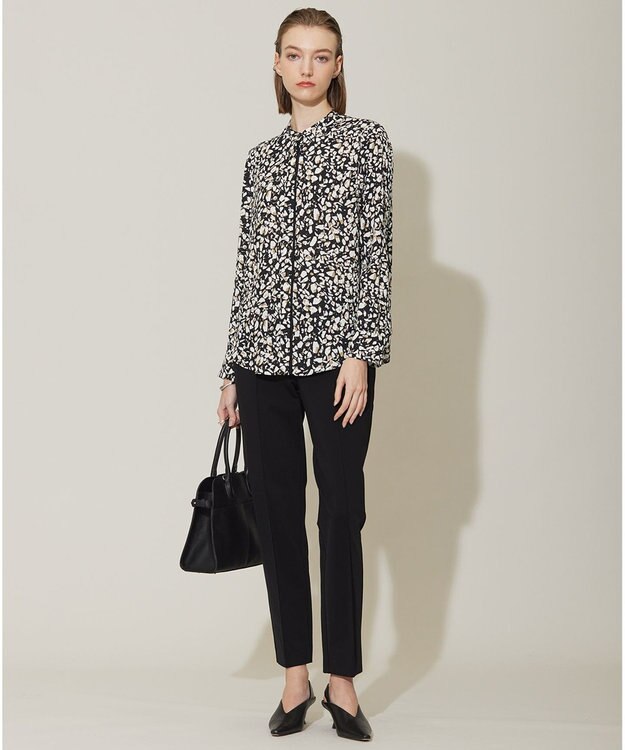 ICB 【洗える】コットンコンプレッシャー ストレートパンツ ブラック系