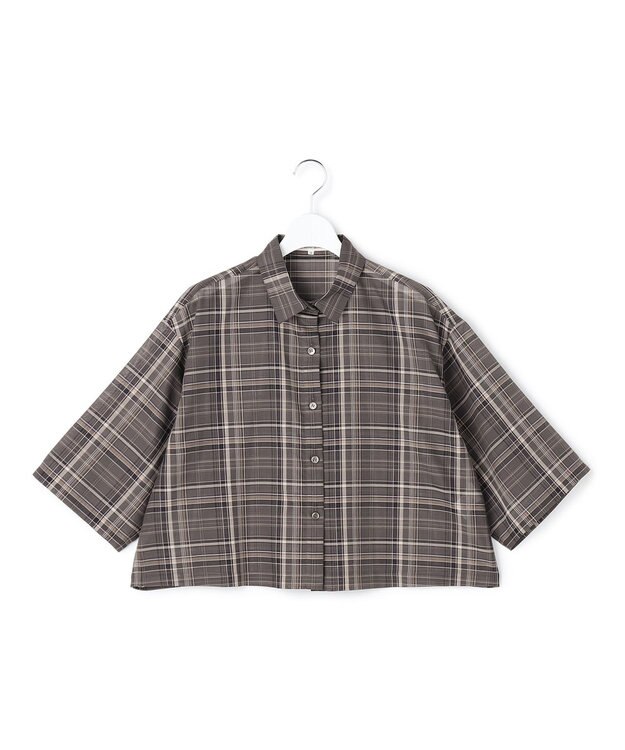 23区 【先行予約】ハイツイストシアーチェック クロップド シャツ グレーチェック