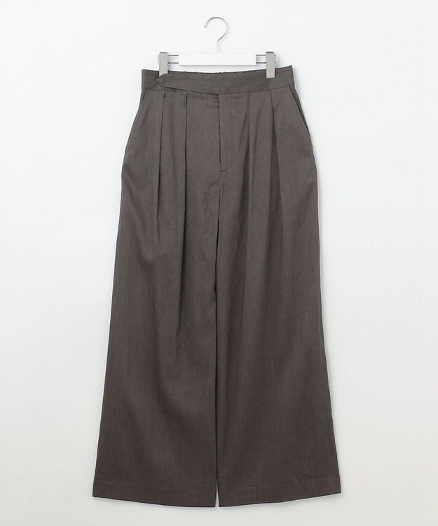 自由区 【セットアップ対応・洗える】リネンビスコースストレッチワイド パンツ スレート