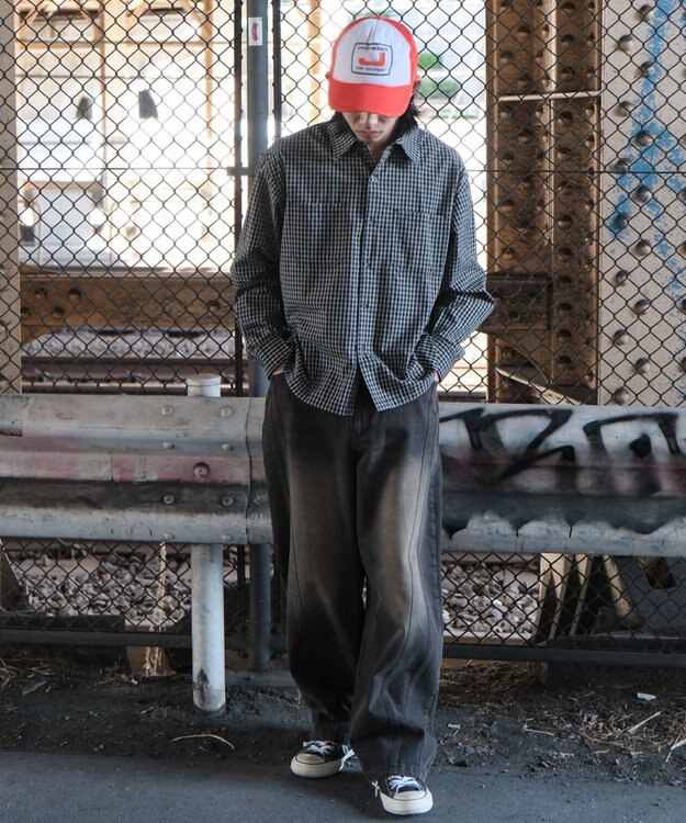 WEGO 【SMLサイズ展開】イージー3Dバレルレッグデニムパンツ デニムブラックソノタ