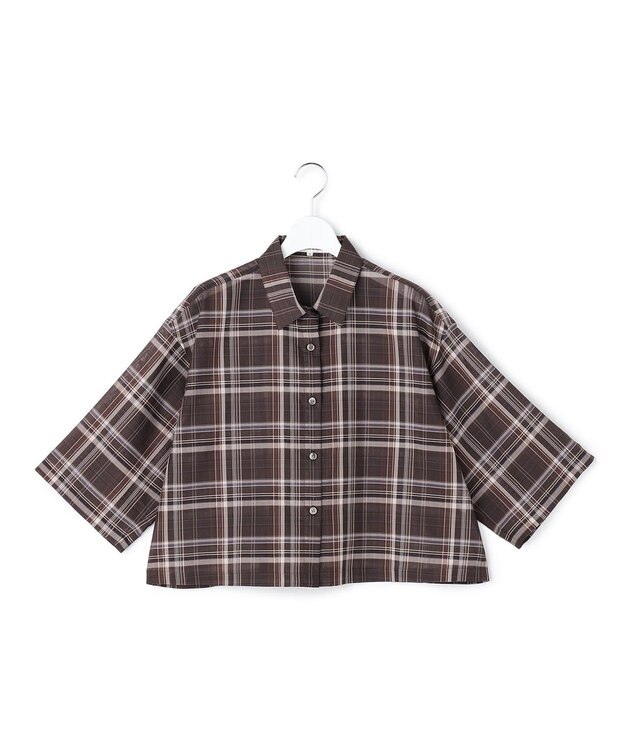 23区 【先行予約】ハイツイストシアーチェック クロップド シャツ ブラウンチェック