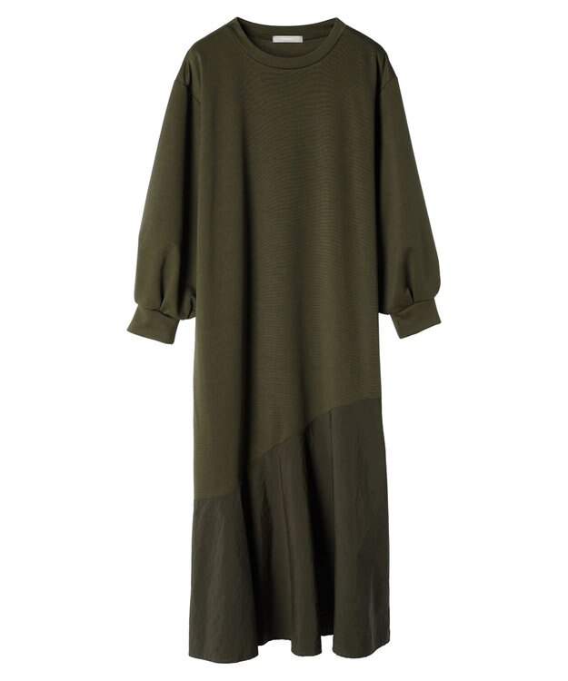 Green Parks armonia．布帛切り替えポンチワンピース Khaki