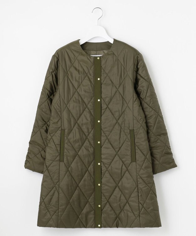 J.PRESS LADIES 高密度タフタ キルティング ロング コート カーキ系