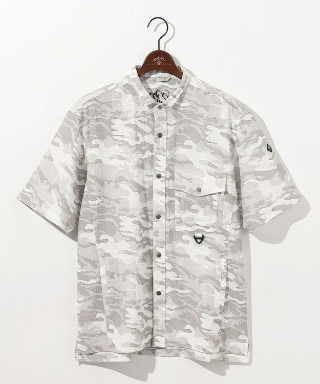JOSEPH ABBOUD MOUNTAIN 【軽量/ストレッチ】メッシュサッカーカモ アウトドア シャツ アイボリー系6