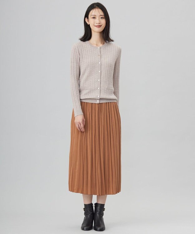 J.PRESS LADIES 【洗える】KNIT BASIC クルーネック カーディガン トップベージュ系