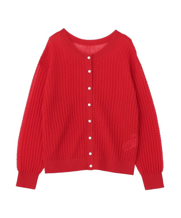 AMERICAN HOLIC 【前後2WAY】透かし編みニットカーディガン Red