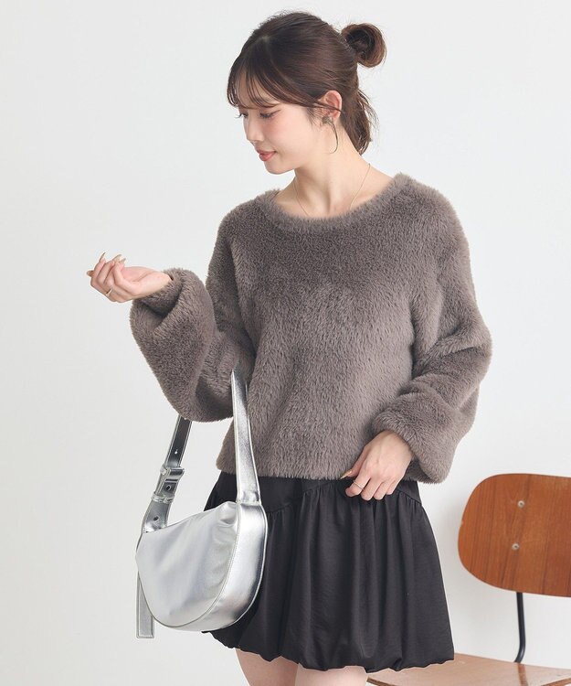 earth music&ecology Ｗフェイスシャギープルオーバー Mocha