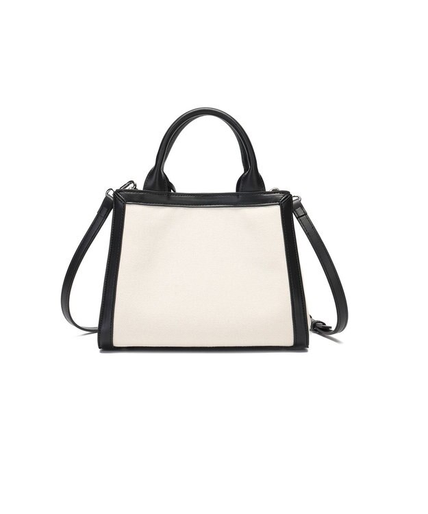 style code 【MERCURYDUO/マーキュリーデュオ】カードケース付 軽量キャンバスロゴ 2WAYトートバッグ アイボリーブラック