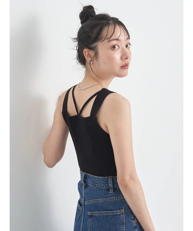 earth music&ecology レイヤードニットタンクトップ Black