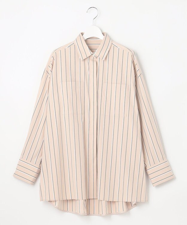 自由区 L 【洗える】SOMELOSシャーティング シャツブラウス ベージュ系1