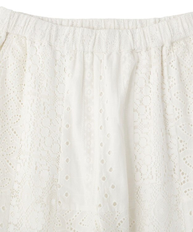 earth music&ecology 【セットアップ対応】【WEB・一部店舗限定】パッチワークレースパンツ Off White