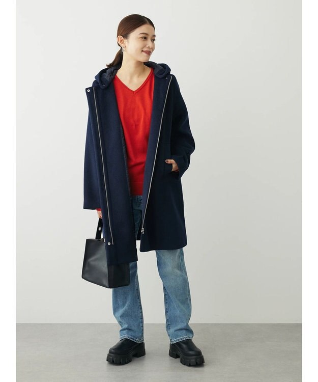 Green Parks ２ｗａｙフード取り外し比翼コート Navy